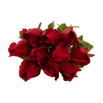 Rose Bud Bouquet x 10 Heads Red (46cmH)