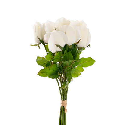 Rose Bud Bouquet x 10 Heads White (46cmH)