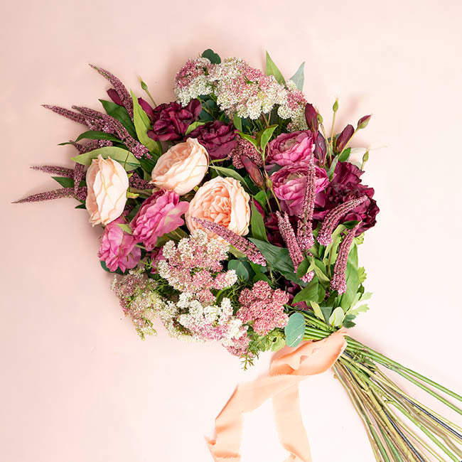 Lace Flower Spray Cream Purple (73cmH)