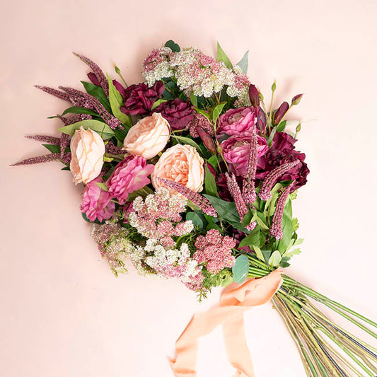 Lace Flower Spray Cream Purple (73cmH)