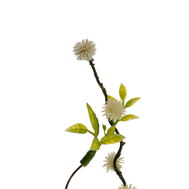 Branch w White Flower Bud & Leaves Brown (79cmH)