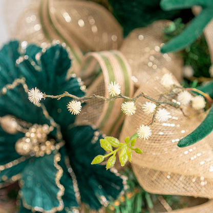 Branch w White Flower Bud & Leaves Brown (79cmH)