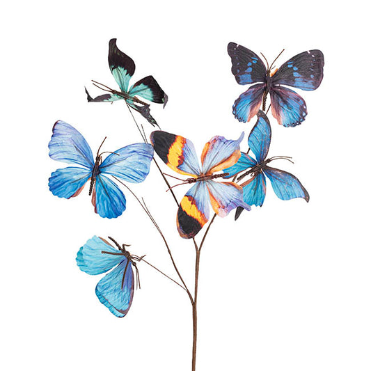 Butterfly Twig Branch Spray Tropical Blue (60cmH)