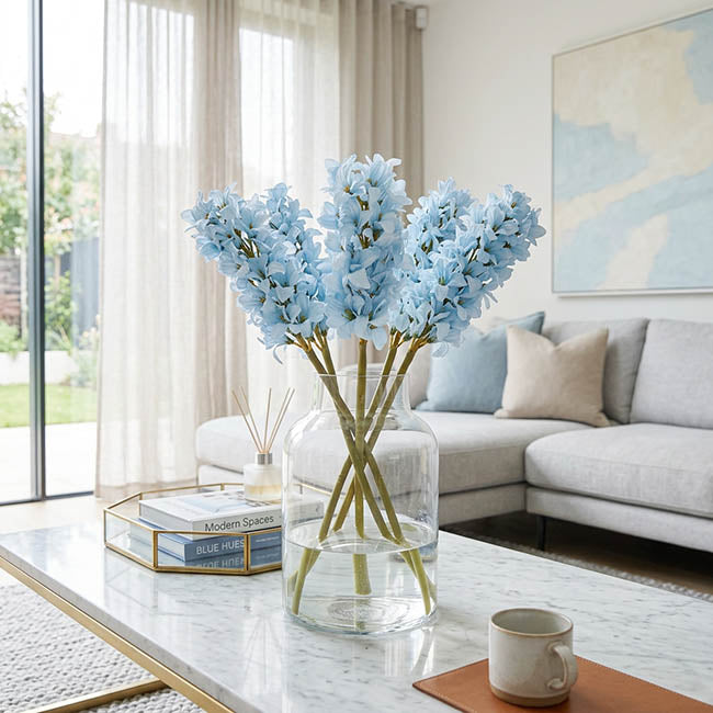 Real Touch Hyacinth 40 Head Stem Soft Blue (50cmH)
