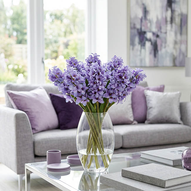 Real Touch Hyacinth 40 Head Stem Purple (50cmH)