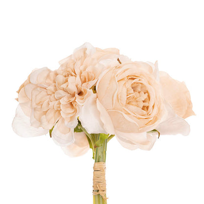 Dahlia & Cabbage Rose Bouquet Beige (28cmH)