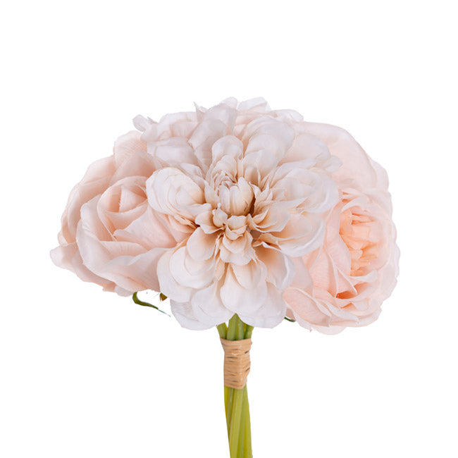 Dahlia & Cabbage Rose Bouquet Nude (28cmH)