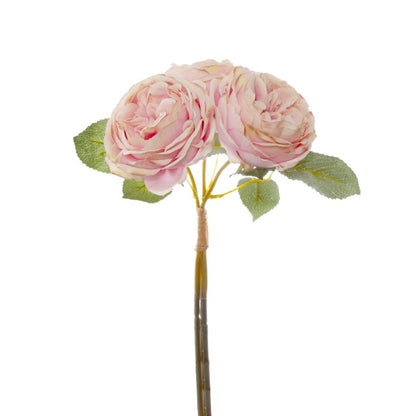 English Garden Rose Bouquet Ice Pink (35cmH)
