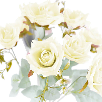 Blooming Garden Rose 11 Head Bouquet White (51cmH)