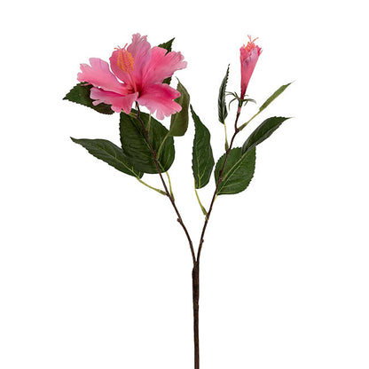 Hibiscus Flower x 2 Head Spray Pink (11cmDx61cmH)