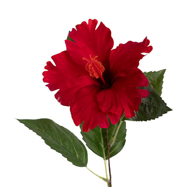 Hibiscus Flower x 2 Head Spray Red (11cmDx61cmH)