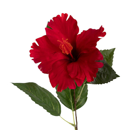 Hibiscus Flower x 2 Head Spray Red (11cmDx61cmH)