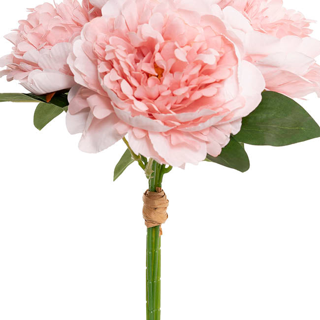Peony Bouquet x 5 Flower Heads Candy Pink (32cmH)