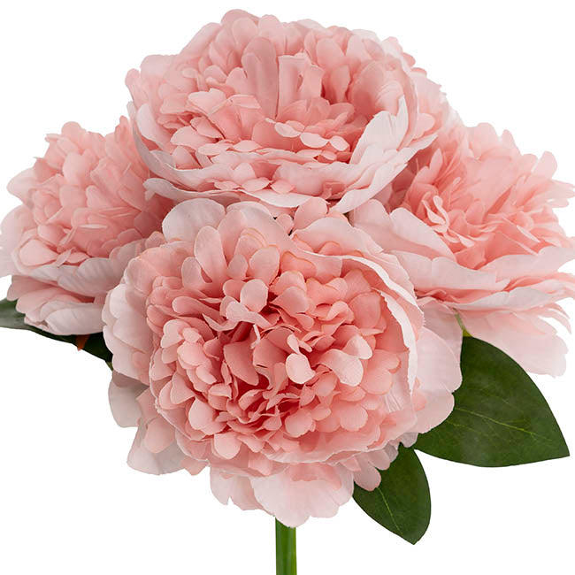 Peony Bouquet x 5 Flower Heads Candy Pink (32cmH)