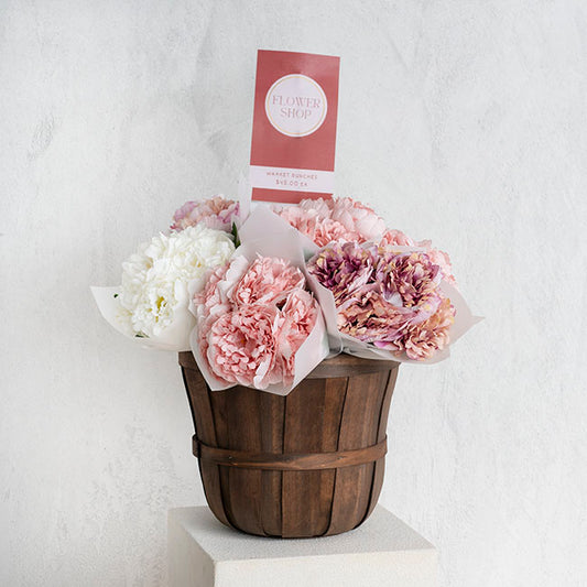 Peony Bouquet x 5 Flower Heads White (32cmH)