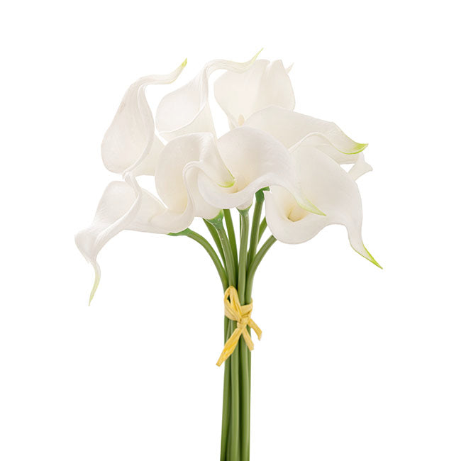 Calla Lily Mini Bouquet Real Touch White (9 Flowers 35cmST)