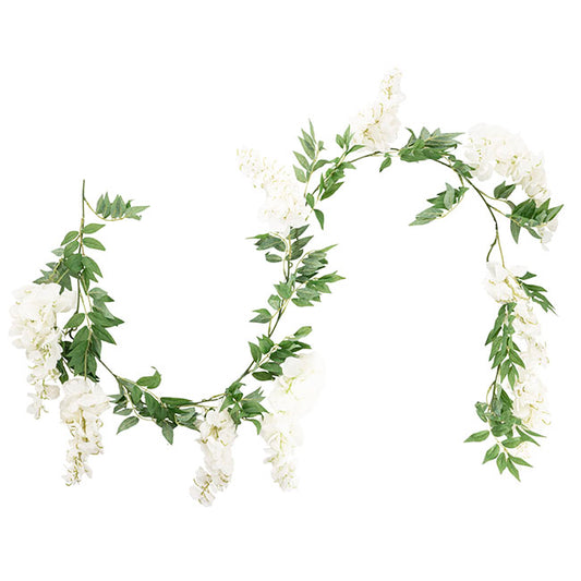 Wisteria x 9 Head Vine Garland White (200cmL)