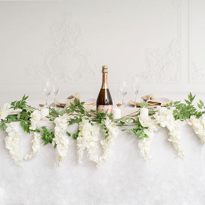 Wisteria x 9 Head Vine Garland White (200cmL)