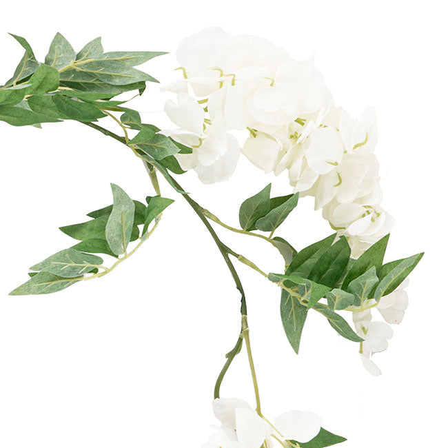 Wisteria x 9 Head Vine Garland White (200cmL)