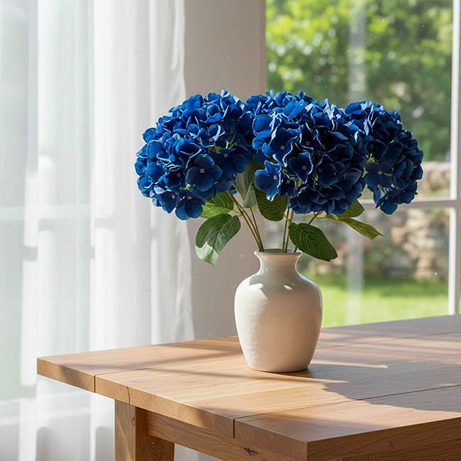 Hydrangea Spray x 5 Heads Deep Blue (49cmH)