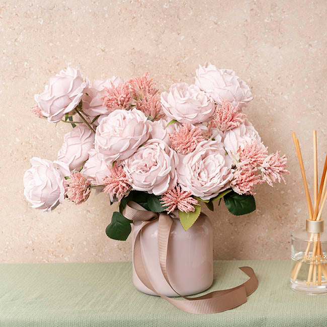 Cabbage Rose x 10 Heads Bouquet Blush Pink (9cmDx45cmH)