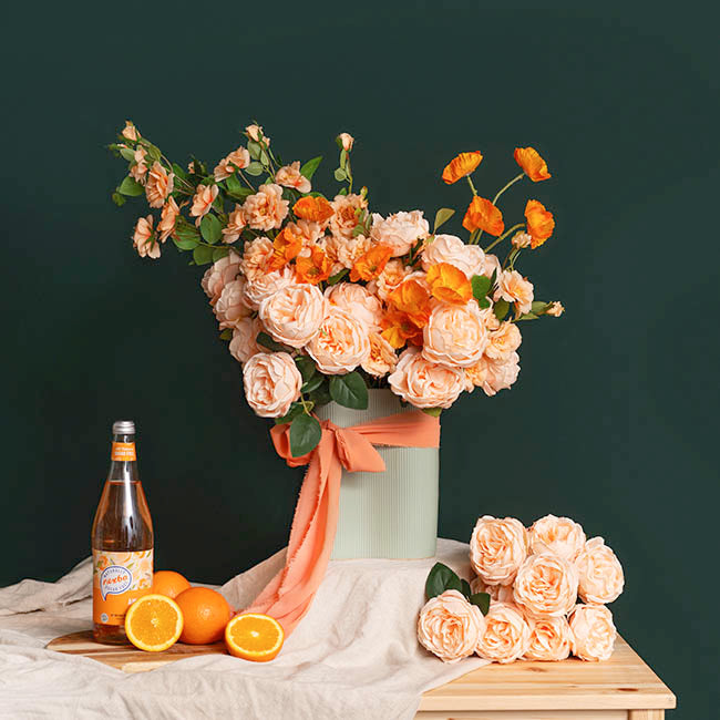 Cabbage Rose x 10 Heads Bouquet Soft Peach (9cmDx45cmH)