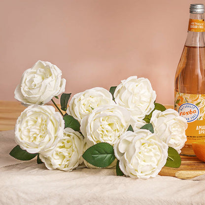 Cabbage Rose x 10 Heads Bouquet White (9cmDx45cmH)