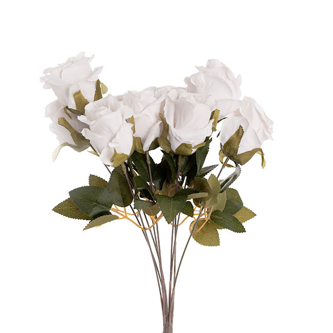 Grandiflora Rose x 9 Heads Bouquet White (7cmDx46cmH)