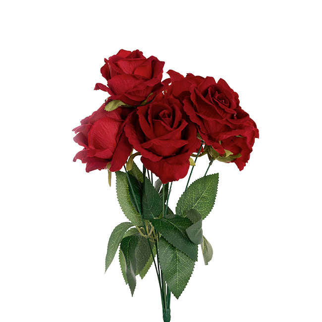 Velvet Rose x 9 Heads Bouquet Dark Red (9cmDx44cmH)