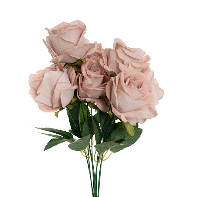 Velvet Rose x 9 Heads Bouquet Nude Beige (9cmDx44cmH)