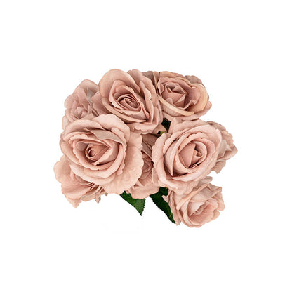 Velvet Rose x 9 Heads Bouquet Nude Beige (9cmDx44cmH)