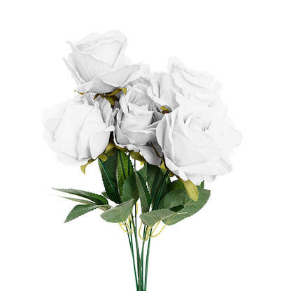 Velvet Rose x 9 Heads Bouquet Off White (9cmDx44cmH)