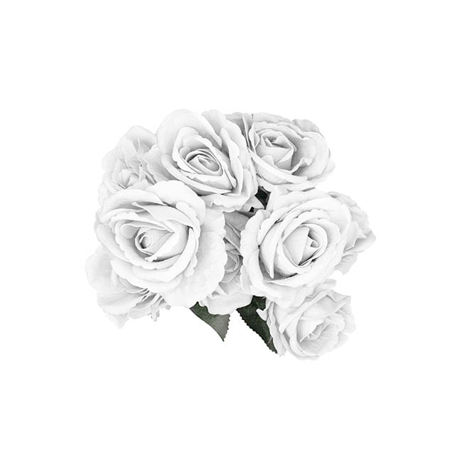 Velvet Rose x 9 Heads Bouquet Off White (9cmDx44cmH)