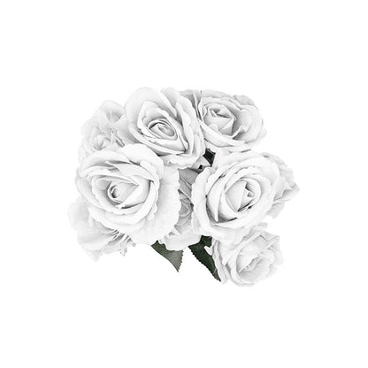 Velvet Rose x 9 Heads Bouquet Off White (9cmDx44cmH)