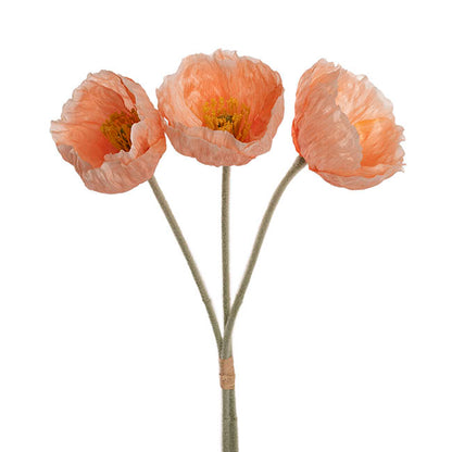 Large Poppy 3 Stem Bunch Soft Peach (14cmDx61cmH)