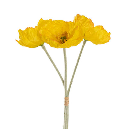 Large Poppy 3 Stem Bunch Yellow (14cmDx61cmH)
