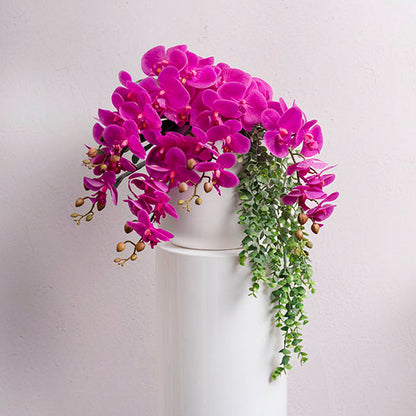 Real Touch 9 Head Phalaenopsis Orchid Stem Magenta (81cmH)