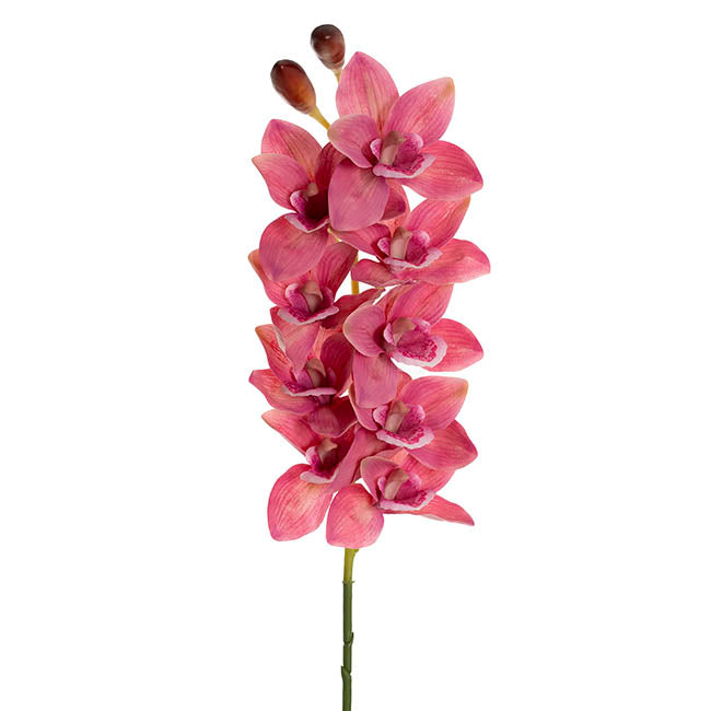 Real Touch 9 Head Cymbidium Orchid Rouge Pink (76cmH)