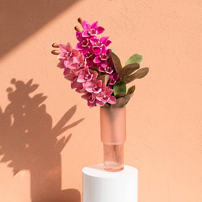 Real Touch 9 Head Cymbidium Orchid Rouge Pink (76cmH)