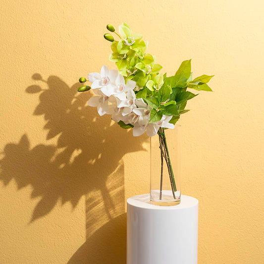 Real Touch 9 Head Cymbidium Orchid White (76cmH)