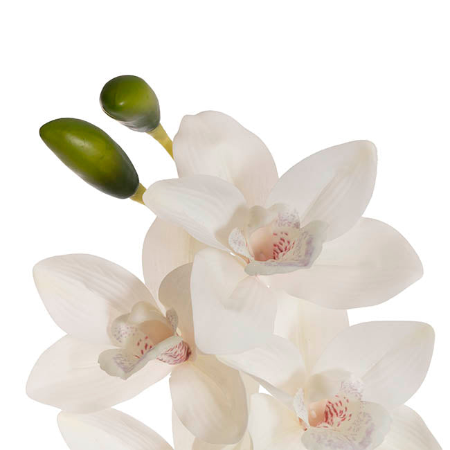 Real Touch 9 Head Cymbidium Orchid White (76cmH)