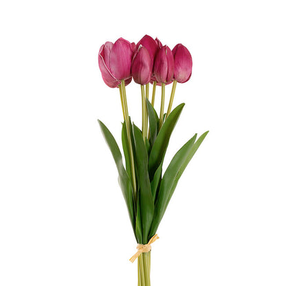 Real Touch 7 Head Tulip Bunch Hot Pink (48cmH)