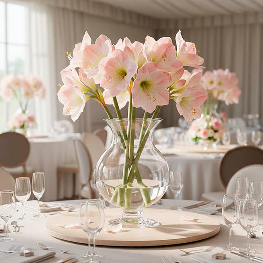 Real Touch 4 Head Clivia Stem Cream Pink (61cmH)