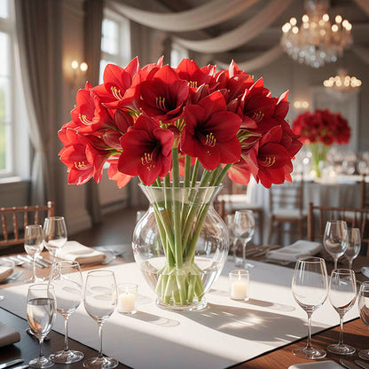 Real Touch 4 Head Clivia Stem Red (61cmH)