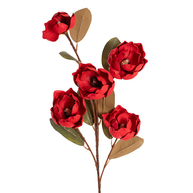 Magnolia Flower Spray 5 Heads Red (11cmDx97cmH)
