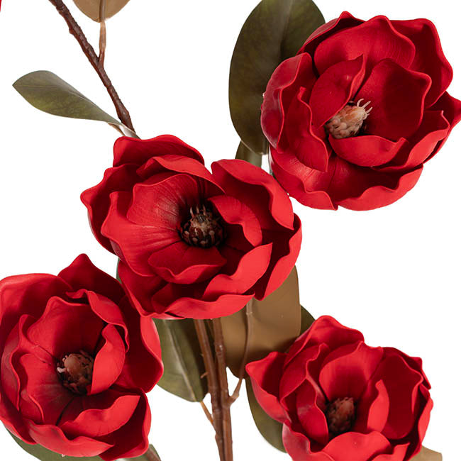 Magnolia Flower Spray 5 Heads Red (11cmDx97cmH)