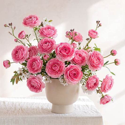 Hybrid Rose Short Stem Open Real Touch Pink (9.5cmDx33cmH)