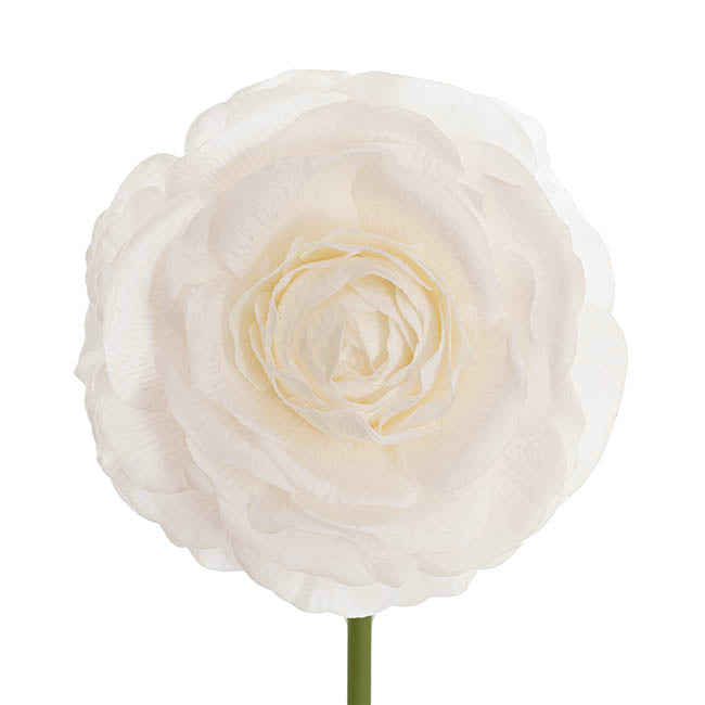 Hybrid Rose Short Stem Open Real Touch White (9.5cmDx33cmH)