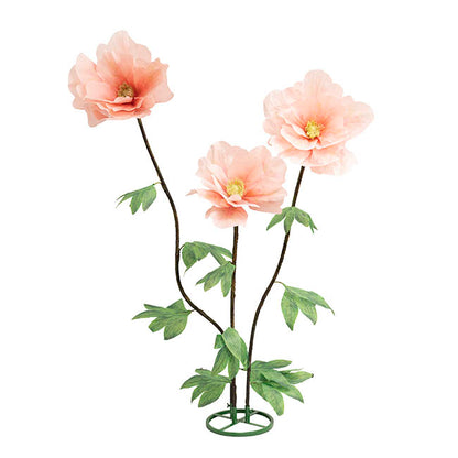 Giant Peony w Base Set 3 3D Peach (190cmH)