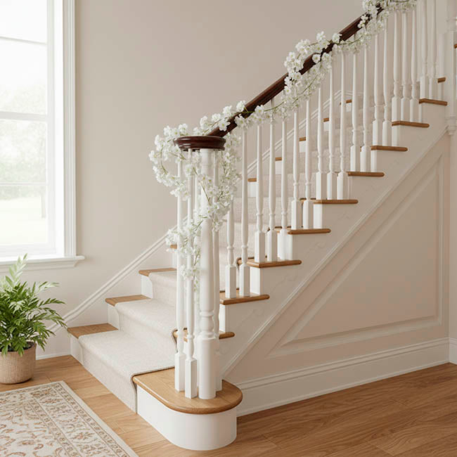 Lush Cherry Blossom Garland Mini White (180cm)